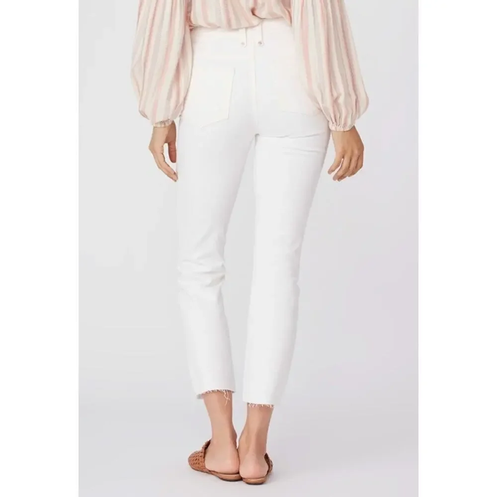 Paige Cindy High Rise Straight Leg Jeans Tonal Ecru White Size 33 NWT